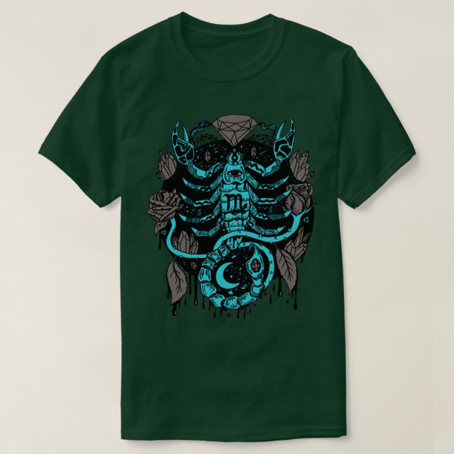 Camiseta Gris Azul Místico Escorpio Zodiaco (Diseño del anverso)