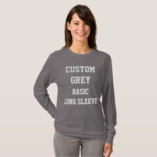 Camiseta gris básica de manga larga para mujer per