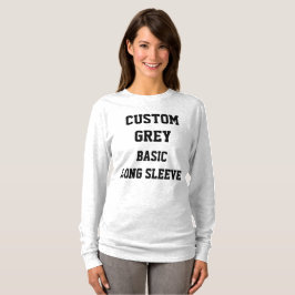 Camiseta gris básica de manga larga para mujer per