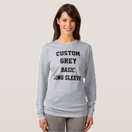 Camiseta gris básica de manga larga para mujer per