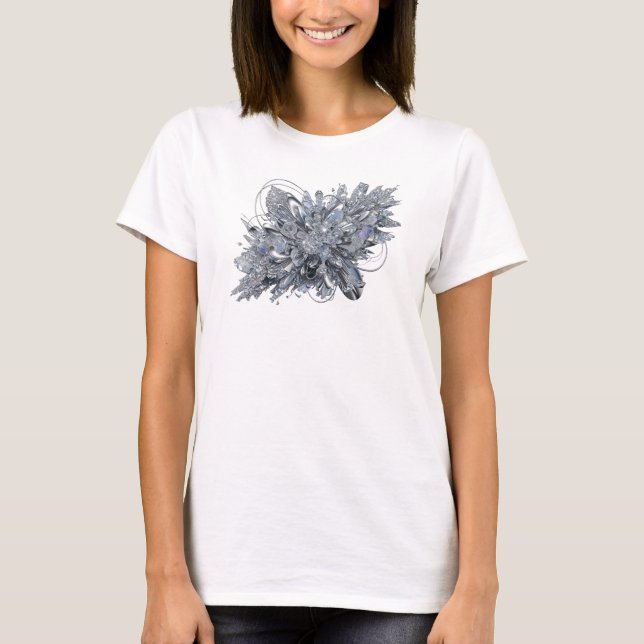 Camiseta gris con declaración de arte abstracto Sn (Anverso)