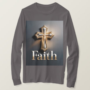Camiseta gris de cruz de fe para hombres