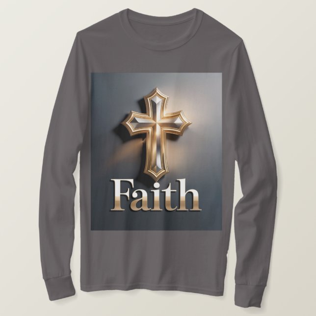 Camiseta gris de cruz de fe para hombres (Anverso del diseño)