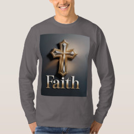 Camiseta gris de cruz de fe para hombres