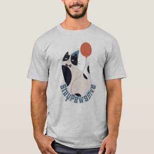 Camiseta gris de fiesta de gato esmoquin lindo Sta