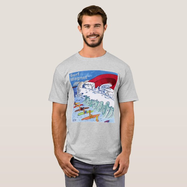 Camiseta gris de hombre Surf Magnet (Anverso completo)