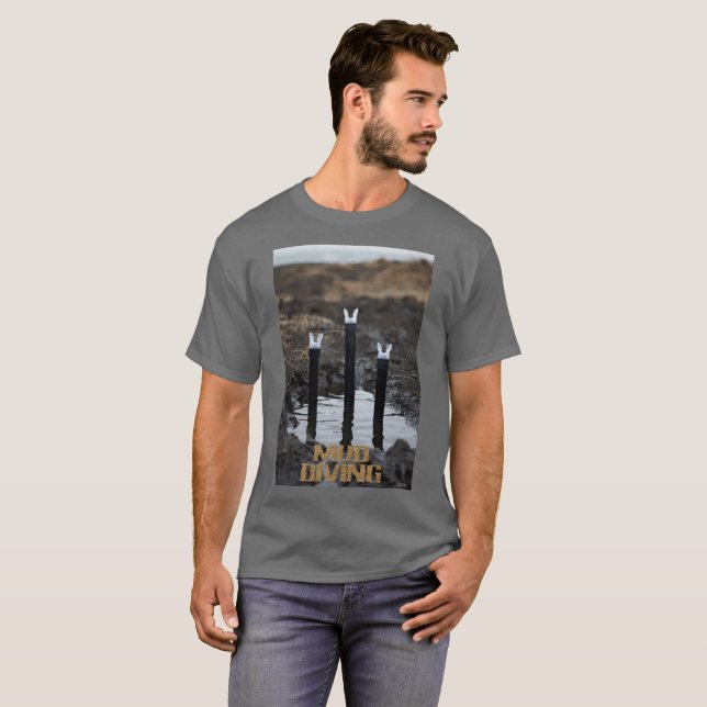 Camiseta gris de hombres de buceo de lodo (Anverso completo)