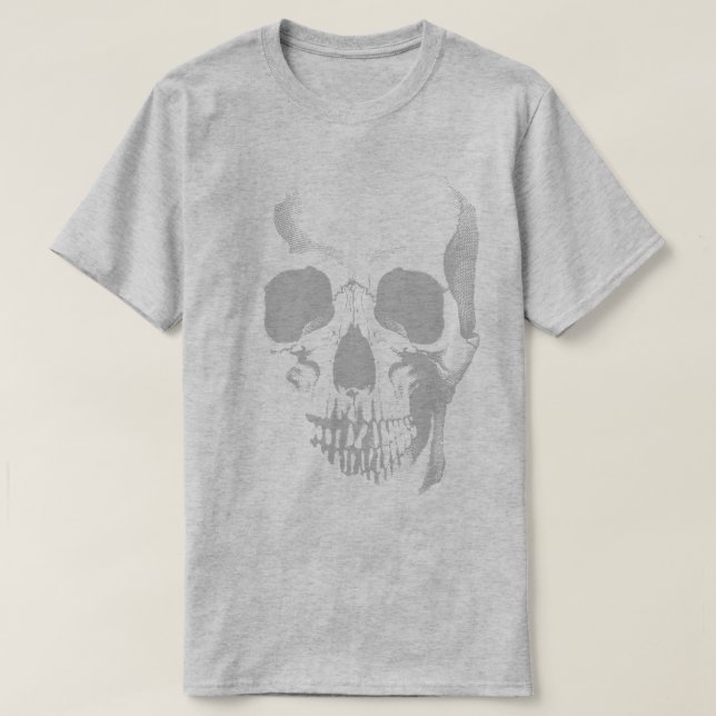 Camiseta gris de la cara del cráneo (Diseño del anverso)