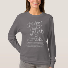 Camiseta Gris de la Santa Noche Feliz y Brillante navidad