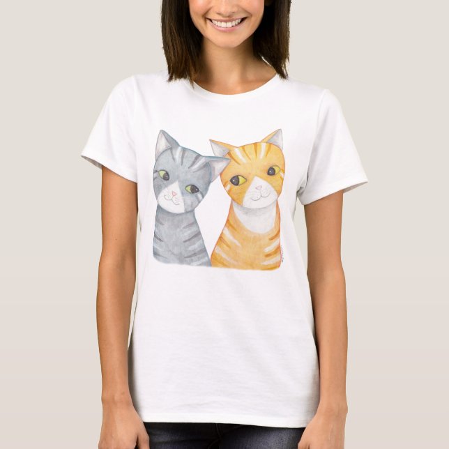 Camiseta gris de los gatos de tabby del Tabby (Anverso)