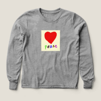 Camiseta gris de manga larga "Peace" con Corazón R