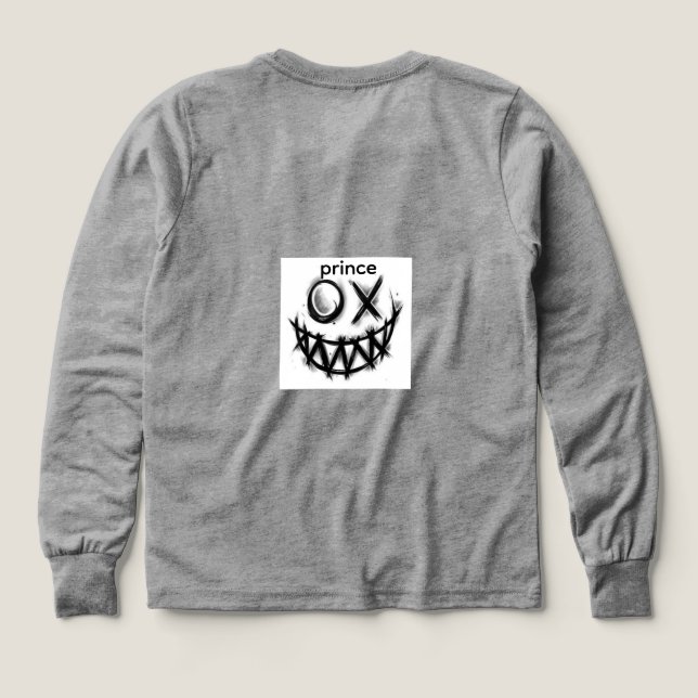 camiseta gris de mangas largas con diseño (Reverso )