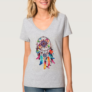 Camiseta gris de media manga con cuello en V