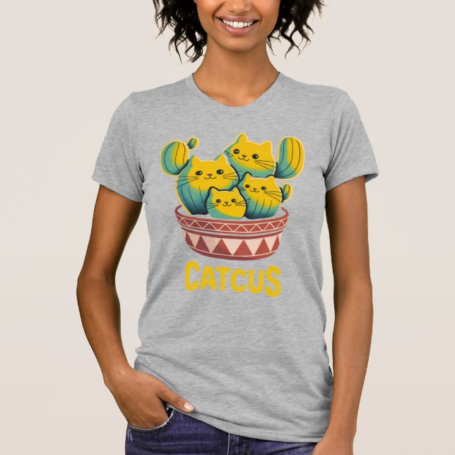 Camiseta gris de mujer con divertido chiste de Cac (Anverso)
