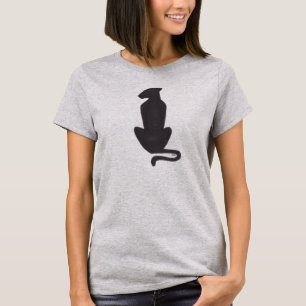 Camiseta gris de mujer con silueta de gato negro