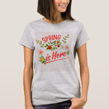 Camiseta gris de mujer con tipografía de primavera
