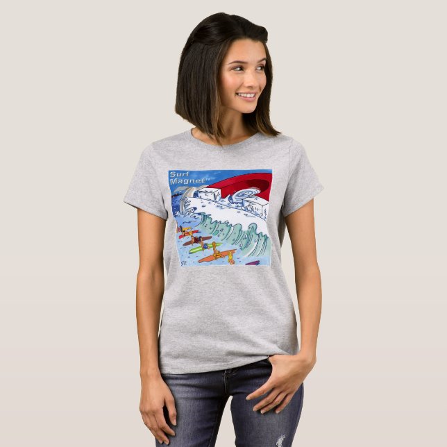 Camiseta gris de mujer Surf Magnet (Anverso completo)