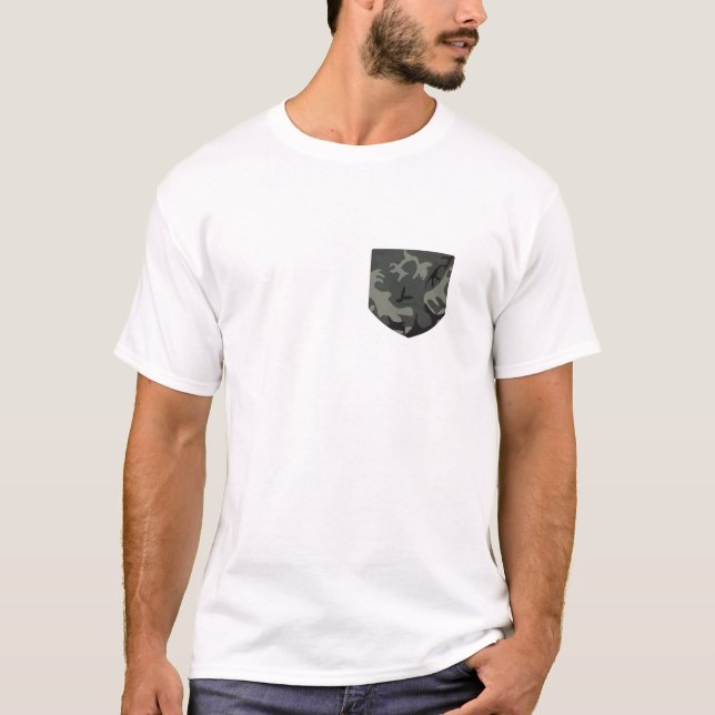 Camiseta gris del bolsillo de Camo (Anverso)