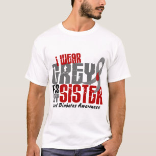 Camiseta GRIS del DESGASTE de la diabetes I PARA MI HERMANA