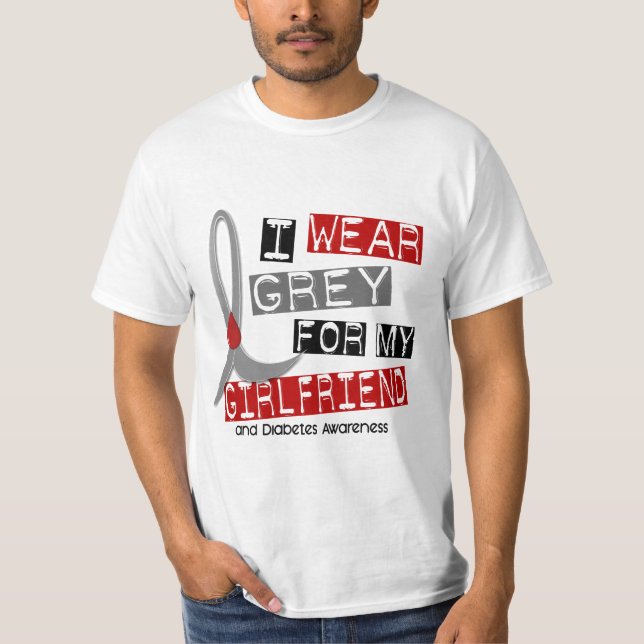 Camiseta Gris del desgaste de la diabetes I para mi novia (Anverso)
