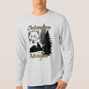 Camiseta Gris del LS del oso del Snowmobile de Ontonagon
