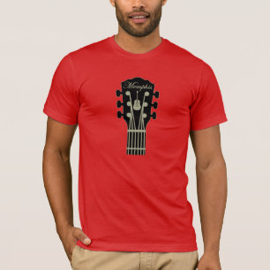 Camiseta Gris del negro de la guitarra de Memphis en rojo