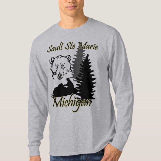 Camiseta Gris del oso del Snowmobile de Sault Ste Marie (Anverso)