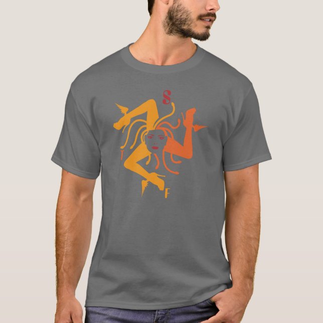 Camiseta gris del trinacria (Anverso)