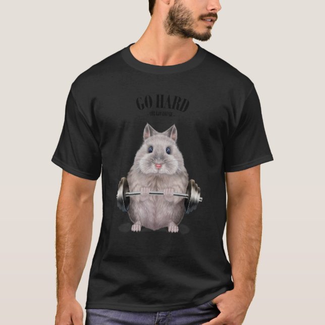 Camiseta Gris Dwarf Hamster Entrenamiento Músculo Halterofi (Anverso)