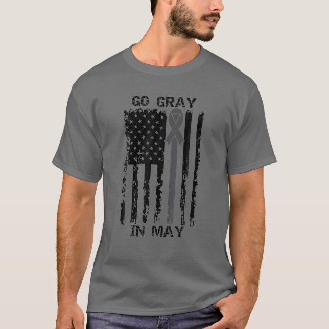 Camiseta Gris En Mayo Cinta De Sensibilización Gris (Tumor  (Anverso)