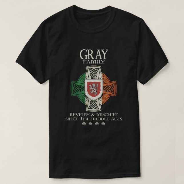 Camiseta Gris familiar Irlanda Cruz celta irlandesa (Diseño del anverso)