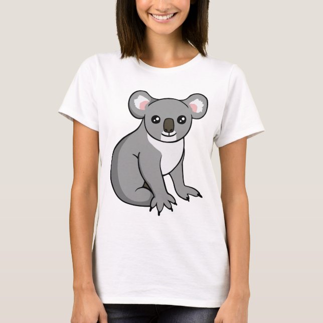Camiseta gris feliz linda del dibujo de la koala (Anverso)