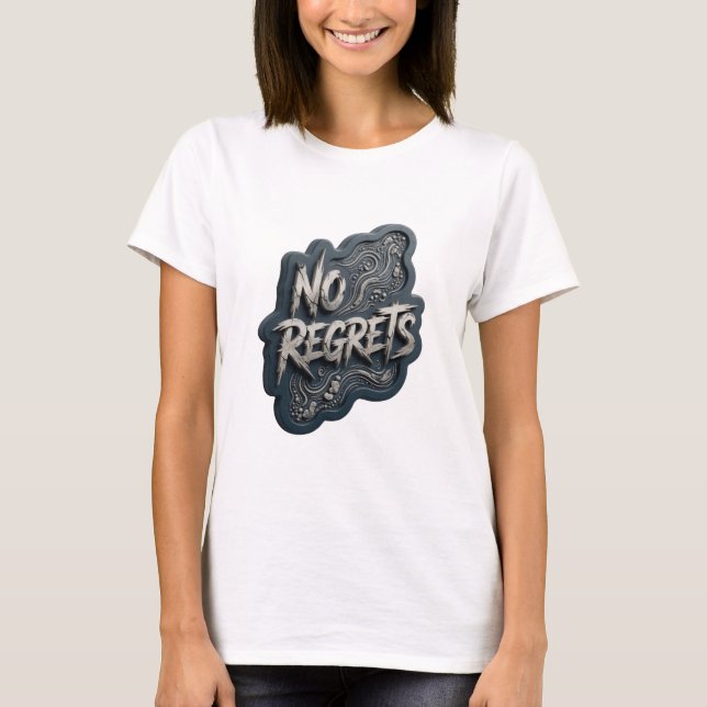 Camiseta gris fresca de declaración SIN REGRETS (Anverso)