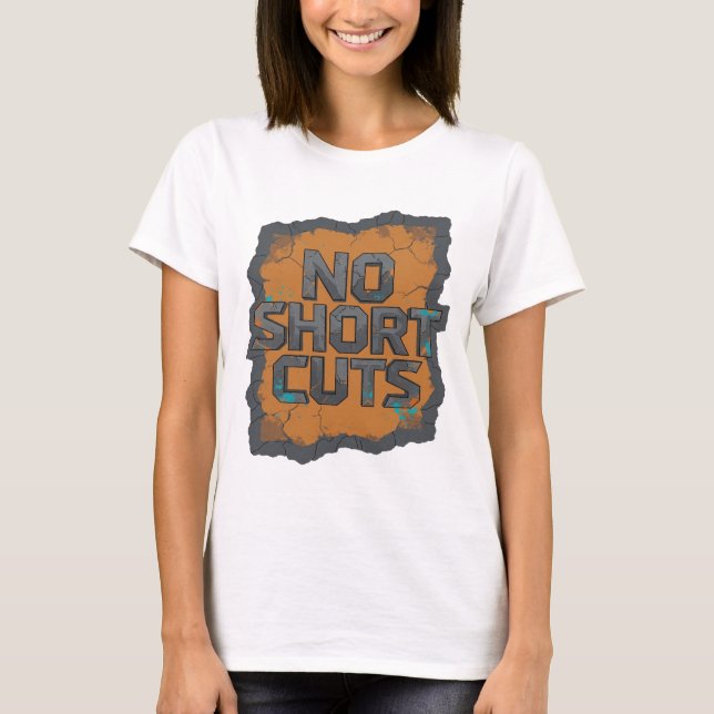 Camiseta Gris Fresco NO ATajos Texto 3D Arte (Anverso)