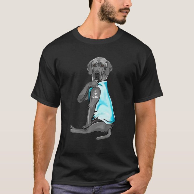 Camiseta Gris Great Dane Tattoos I love Dad Dog Lover Regal (Anverso)