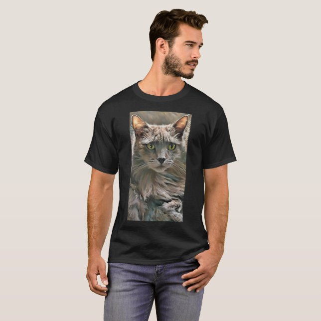 Camiseta Gris Green Eyed Cat (Anverso completo)