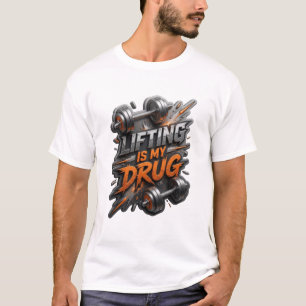 Camiseta Gris Juguetona CON PESAS ES MI DROGA Impr