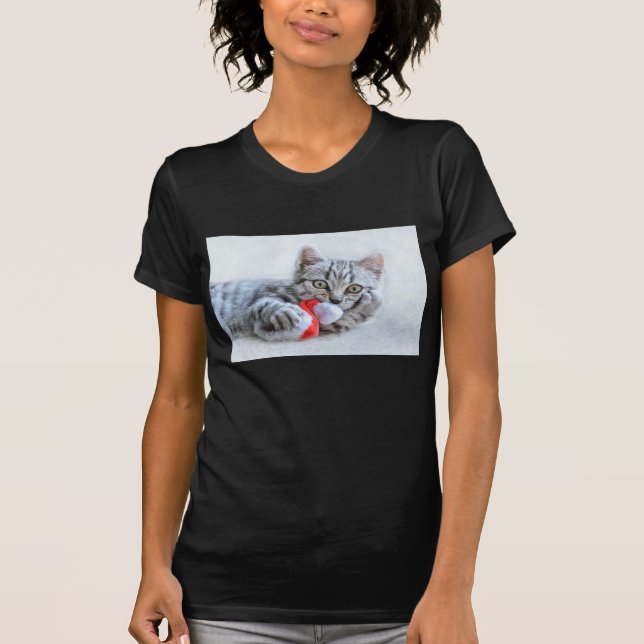 Camiseta Gris lindo Navidades gatos Gorras Navidad (Anverso)