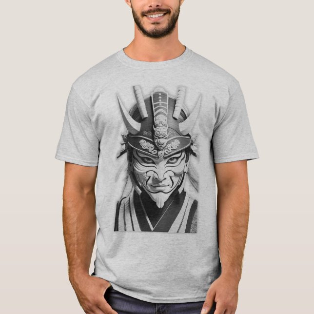 Camiseta Gris Máscara Samurái (Anverso)