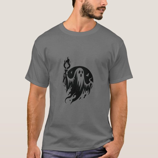 Camiseta gris masculina con soporte de fantasma ne (Anverso)