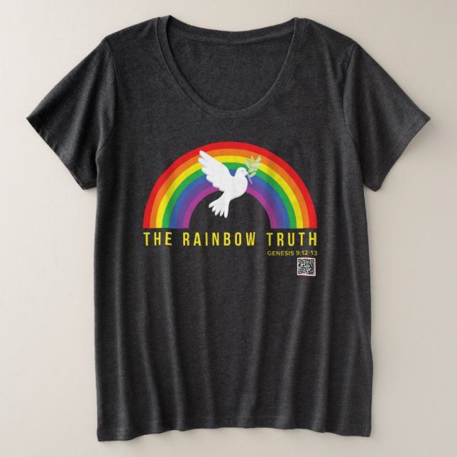 Camiseta gris oscuro de las mujeres más arcoiris c (Anverso del diseño)