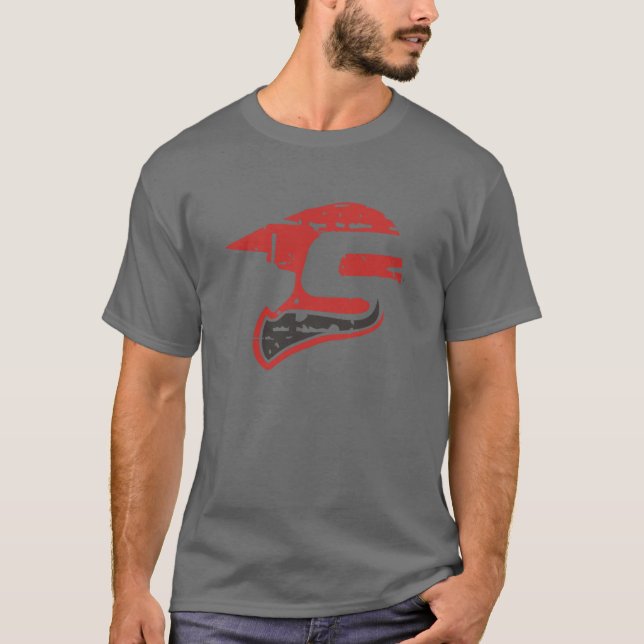 camiseta gris oscuro del icono de Sledders.com (Anverso)