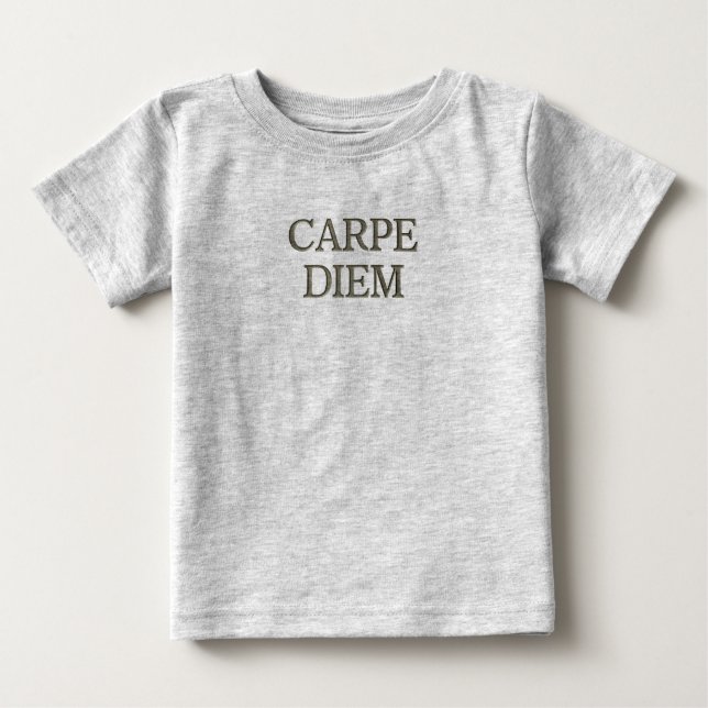 Camiseta gris para bebés Carpe Diem (Anverso)
