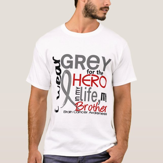 Camiseta Gris para mi cáncer de cerebro de Brother del (Anverso)