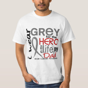 Camiseta Gris para mi cáncer de cerebro del papá del héroe
