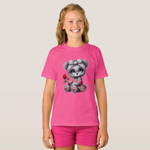 Camiseta gris para niños con ilustración adorable