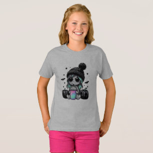 Camiseta gris para niños con ilustración adorable