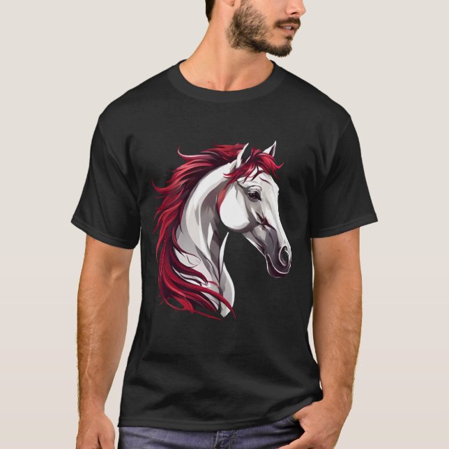 Camiseta Gris potente y fuerte de caballo, negro y blanco (Anverso)