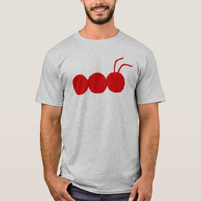Camiseta gris/roja del cazador del insecto (Anverso)