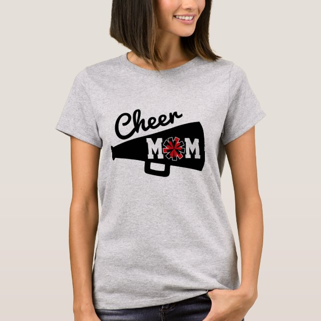 Camiseta Gris Rojo Blanco Negro, Cheerled Mom (Anverso)